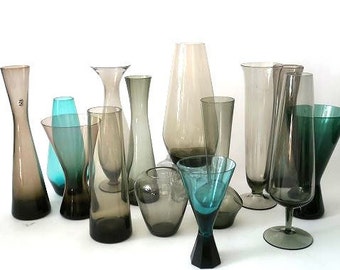 Vintage colored glass vase, smoked glass vase mid century glass vase, tourmaline turmalin glas vase, 60s glass vase, collectible vase