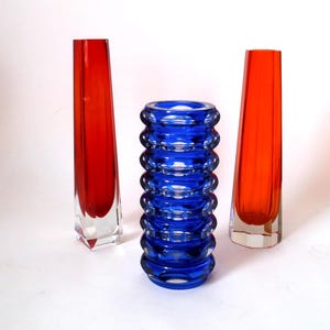 Vintage  glass vase sommerso GDR, crystal glass vase block Vase GDR, cased glass vase, vintage East German sunken glass vase, Ilmenau vase