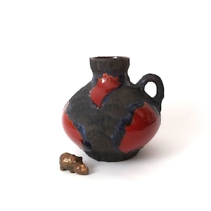 L Mid century modern fat lava vase Marei, 60s handle jug vase, vintagefat lava jug, west german pottery WGP, studio art pottery ceramic vase