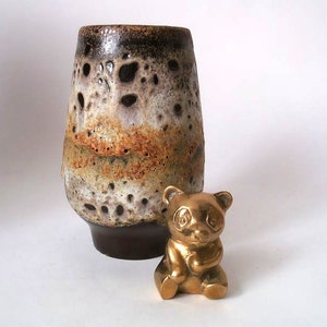 Vintage ceramic vase, brown beige mid century fat lava vase, west german pottery, 70s space age vase, studio art wgp, mcm ceramic  vase, 70s