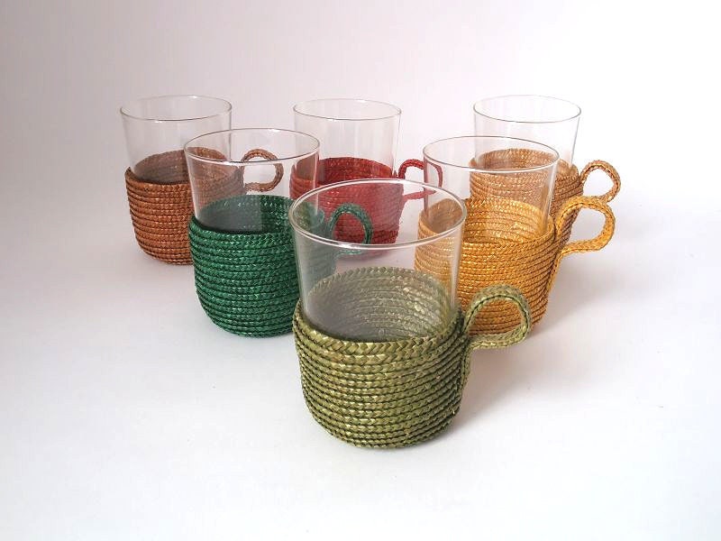 French Vintage Woven Wicker Basket With Dividers for 12 Glasses, 12  Compartment Glass Holder With Handle, Rustic Glasses Basket 