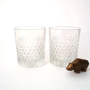 Vintage lead crystal whiskey glasses, mid century whisky tumblers , set of 2 low ball whisky glasses, mcm German glas