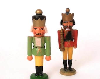 Vintage Miniature Wooden Nutcracker, Erzgebirge Ore Mountain GDR German Christmas Decor