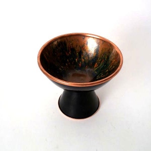 Enamel copper bowl, vintage enamel plates, enamel ring dish holder, mid century modern enamel shell, enamelle  chalice vintage wedding