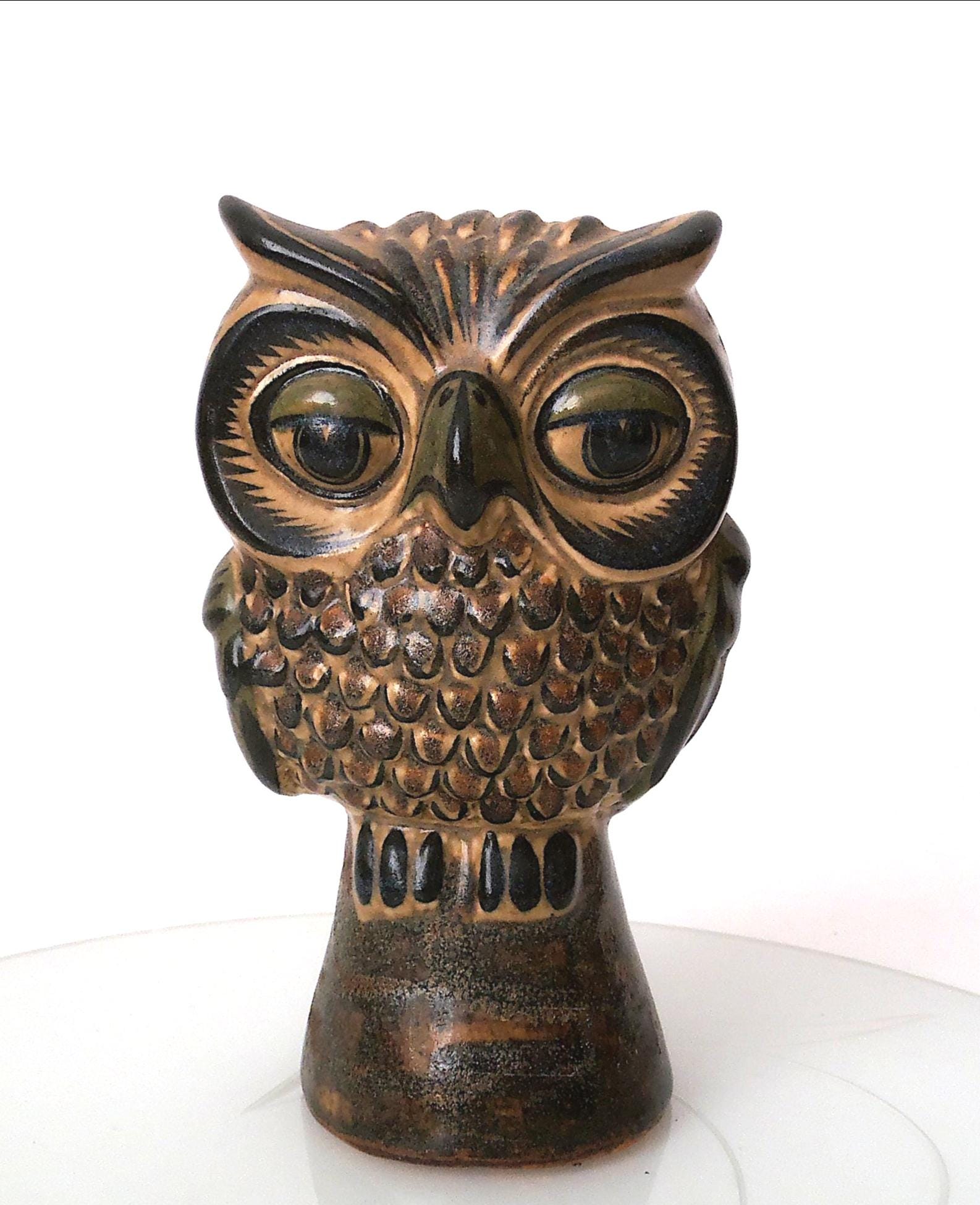 Vintage Ceramic Carlos Villanueva Owl, Mcm Tonala Folk Art Mexican