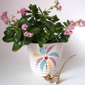 Ceramic planter, graphic indoor plant pot, fat lava flower pot, west german pottery WGP, mid century modern home decor, indoor gardening mcm