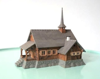 Vintage model train house, architects miniature house, mcm model railway house, miniature railway house, railroad train kit building