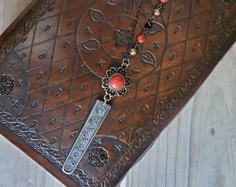 Crimson Flower / Repurposed Silverware Jewelry