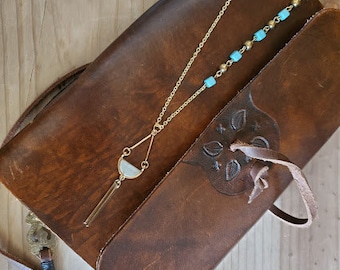 Golden Turquoise Goddess / Fork Tines / Recycled Silverware Jewelry
