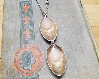 Seeing Double / Recycled Spoon Necklace / Silverware Jewelry