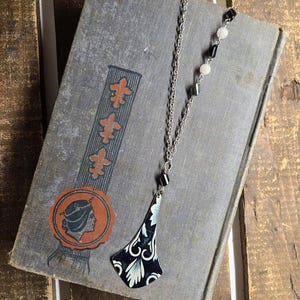 Navy Tin Necklace - Recycled Tin Jewelry