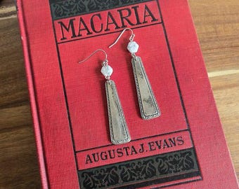 Silver & Marble / Recycled Silverware Earrings