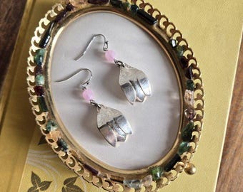 Tulip Tong Earrings / Recycled Silverware Jewelry