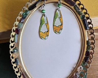Out on a Limb / Recycled Vintage Candy Tin Earrings / Lightweight Jewelry