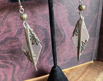 Metal Diamonds and Fork Tine Earrings / Recycled Silverware Jewelry