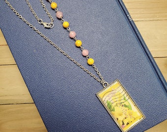 Field of Yellow Flowers / Resin Stamp Necklace