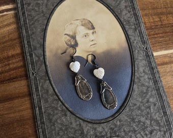 Mother of Pearl Silverware Earrings / Recycled Silverware Jewelry