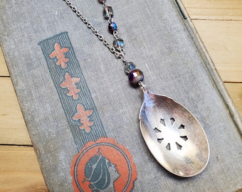The Sun and It's Rays / Recycled Spoon Necklace / Silverware Jewelry