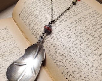 Aztec Goddess / Recycled Spoon Necklace / Silverware Jewelry