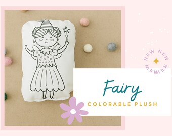 Fairy Colorable Plush Toy-Washable Stuffed Animal-Reusable Color in Plush- Creative Coloring Toy-Coloring Activity- Color in Toy-Kids Gift