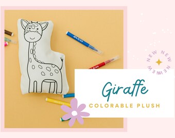 Giraffe Colorable Plush Toy-Washable Stuffed Animal-Reusable Color in Plush- Creative Coloring Toy-Coloring Activity- Color in Toy-Kids Gift