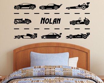 Race Car Personalized Name Wall Decal | Custom Vinyl Sticker for Boys Room & Nursery | Removable, Damage-Free