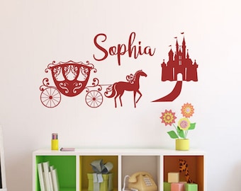 Princesses Carriage Personalized Vinyl Wall Decal