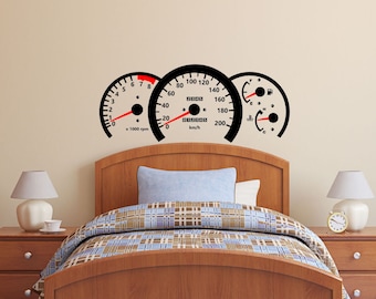 Race Car Speedometer Wall Decal for Boys Room