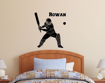 Cricket Personalized Wall Decal | Sports Sticker | Custom Name | Boys Room Decor