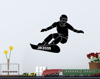 Personalized Snowboarder Vinyl Wall Decal: Custom Name Stickers
