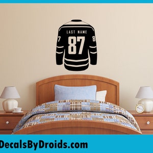 Hockey Jersey with Personalized Name and Number - Custom Vinyl Decal Stickers for Bedrooms