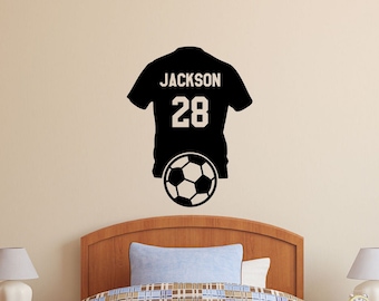 Soccer Jersey with Personalized Name and Number - Custom Vinyl Decal Stickers for Bedrooms