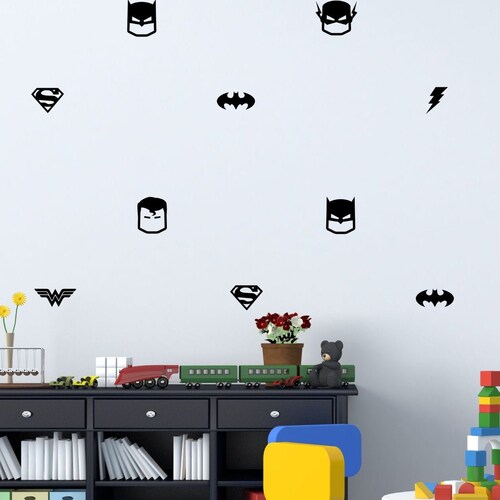 Superhero Wall Decal Superhero Wall Decor Vinyl Sticker Comics Etsy