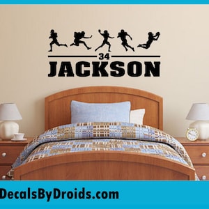 Football Players with Personalized Name and Number - Custom Vinyl Decal Stickers for Bedrooms