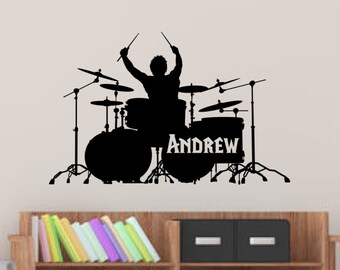Rock Band Drummer Personalized Wall Decal