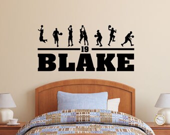 Personalized Basketball Player Vinyl Wall Decal: Custom Name & Number
