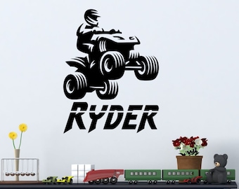 Personalized ATV Wall Decal | Custom Name Off Road Sticker (Kids Room Decor)