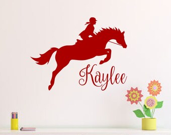 Horse and Rider Wall Decal/Sticker Personalized Name Girl Room Decor Gifts