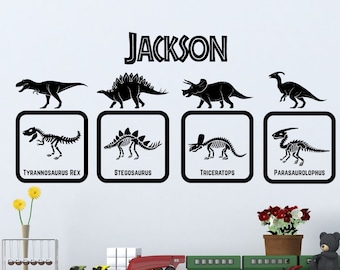 Dinosaurs and their bones Personalized Wall Decal | Dinosaur Decor | Jurassic Park