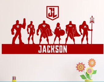 Justice League Personalized Vinyl Wall Decal