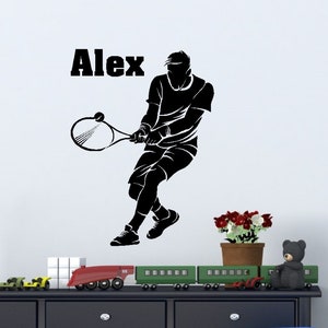 Tennis Player with Personalized Name - Custom Vinyl Decal Stickers for Bedrooms
