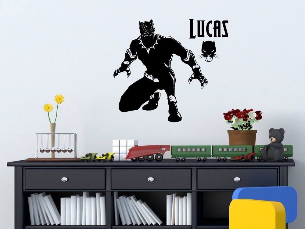 Autocollant Mural Personnalisé Black Panther Marvel - Décoration 3D Amovible, Livraison Gratuite