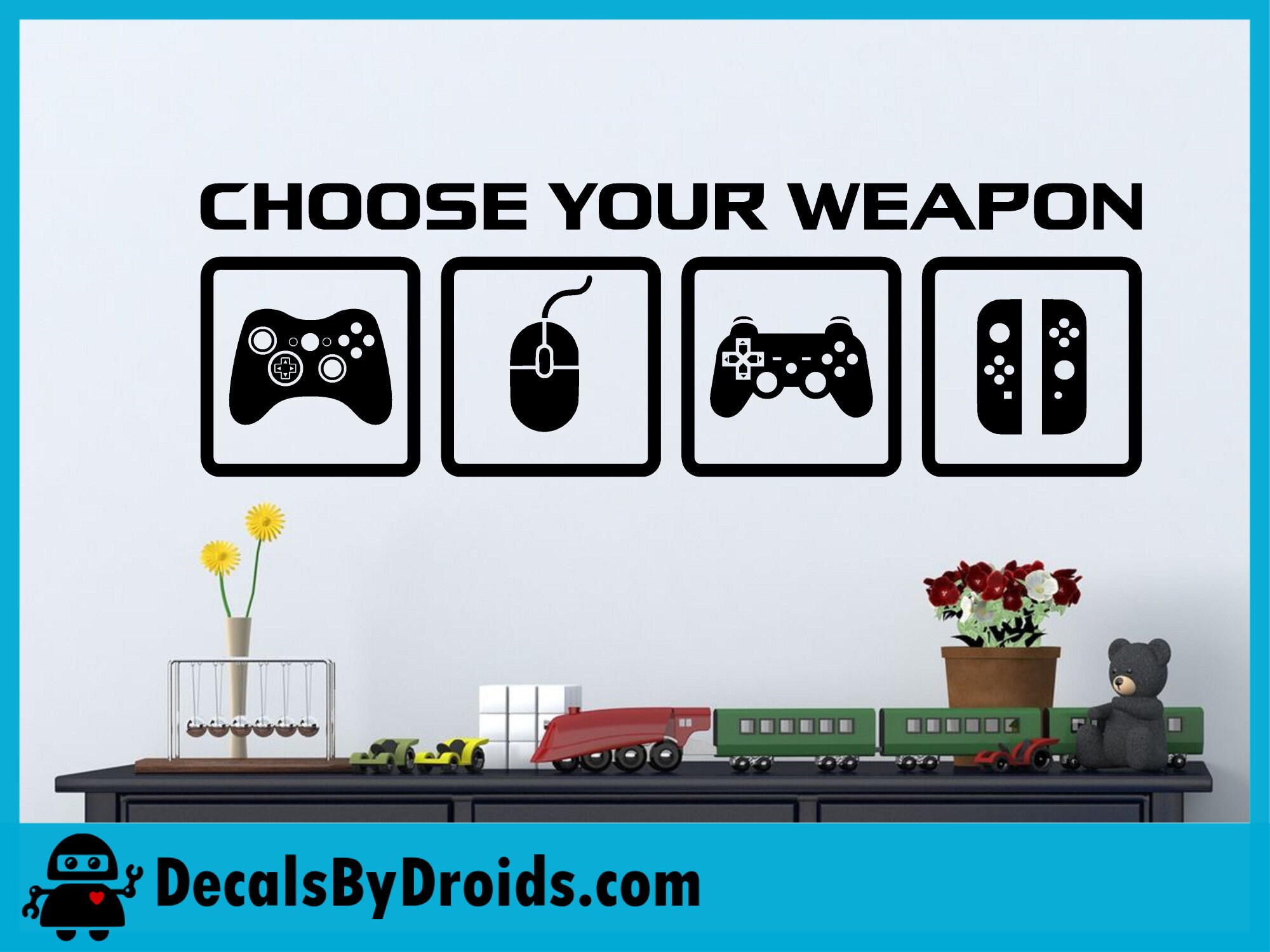 Video Game Decor Wall Decal Choose Your Weapon Game Etsy