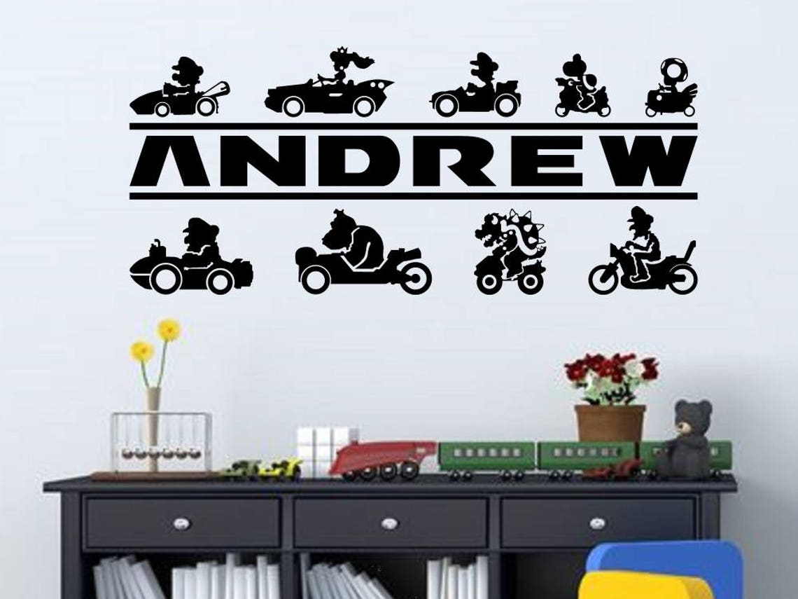 Mario Kart Personalized Vinyl Wall Decal for Gamers Etsy