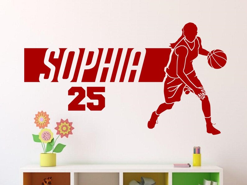 Girl Basketball Player With Personalized Name Custom Vinyl Etsy