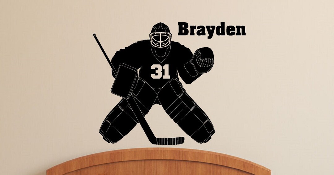 Hockey Goalie Wall Decal Personalized Name and Number Boys Etsy