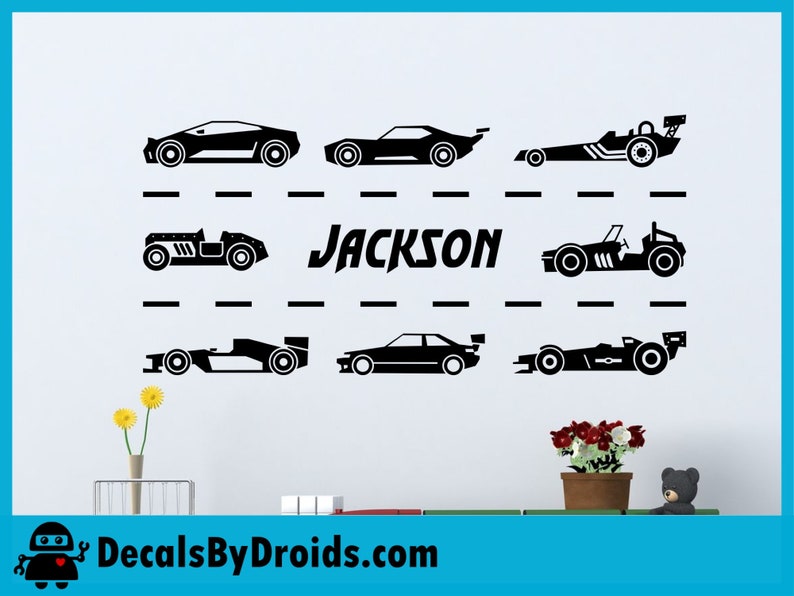 Race Car Wall Decal With Personalized Name Boys Room Decor - Etsy