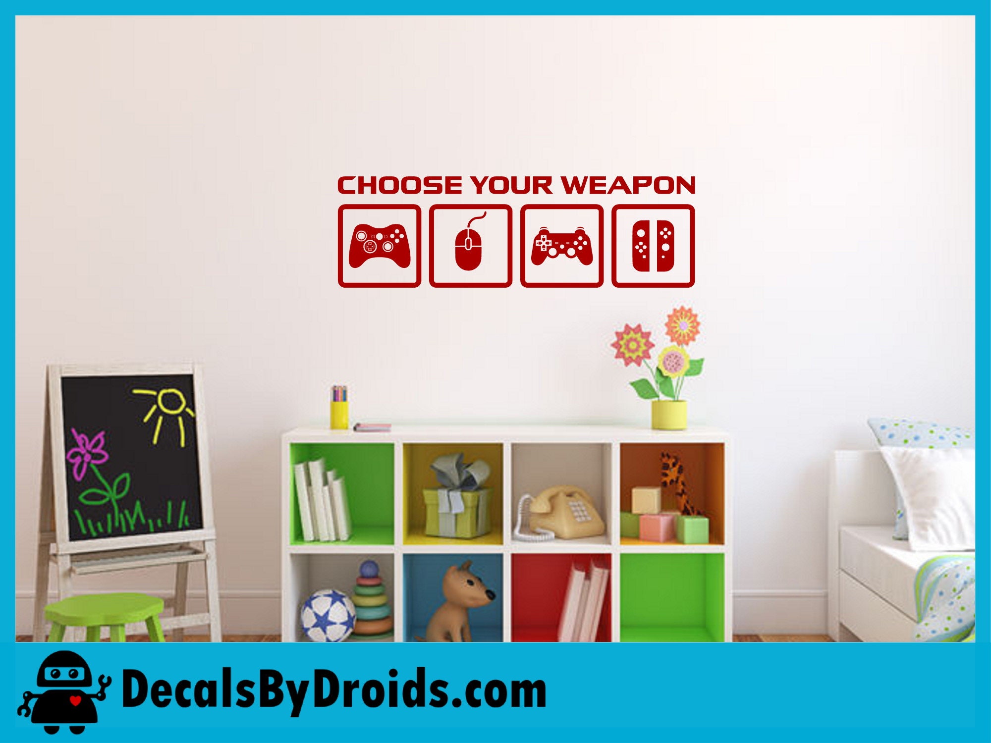 Video Game Decor Wall Decal Choose Your Weapon Game Etsy