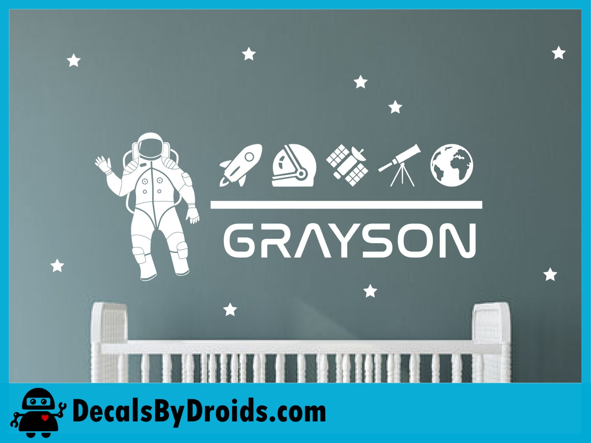 Space Astronaut Wall Decal With Personalized Name - Etsy