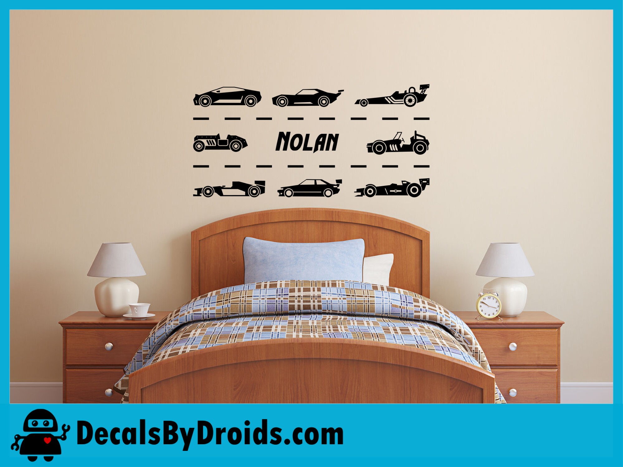 Race Car Wall Decal With Personalized Name | Boys Room Decor Hot Wheels ...
